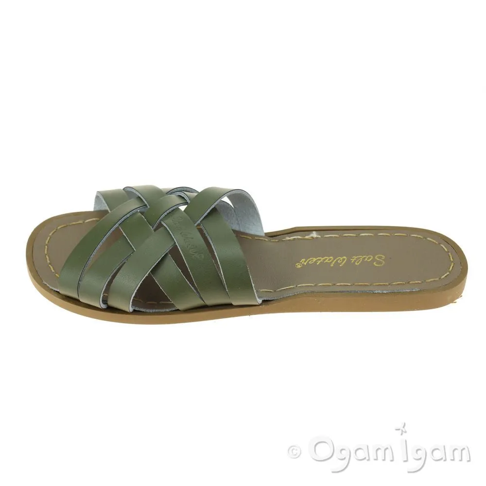 Salt-Water Retro Slide Womens Olive Waterfriendly Sandal