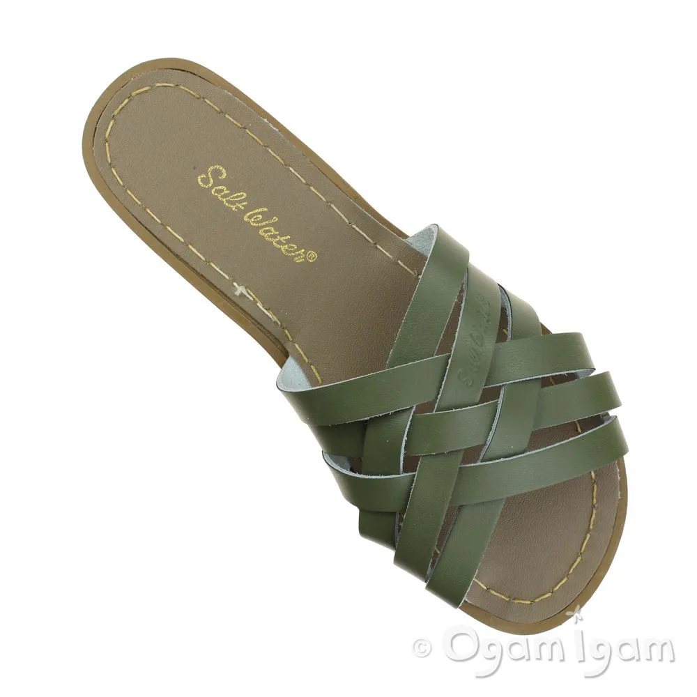 Salt-Water Retro Slide Womens Olive Waterfriendly Sandal