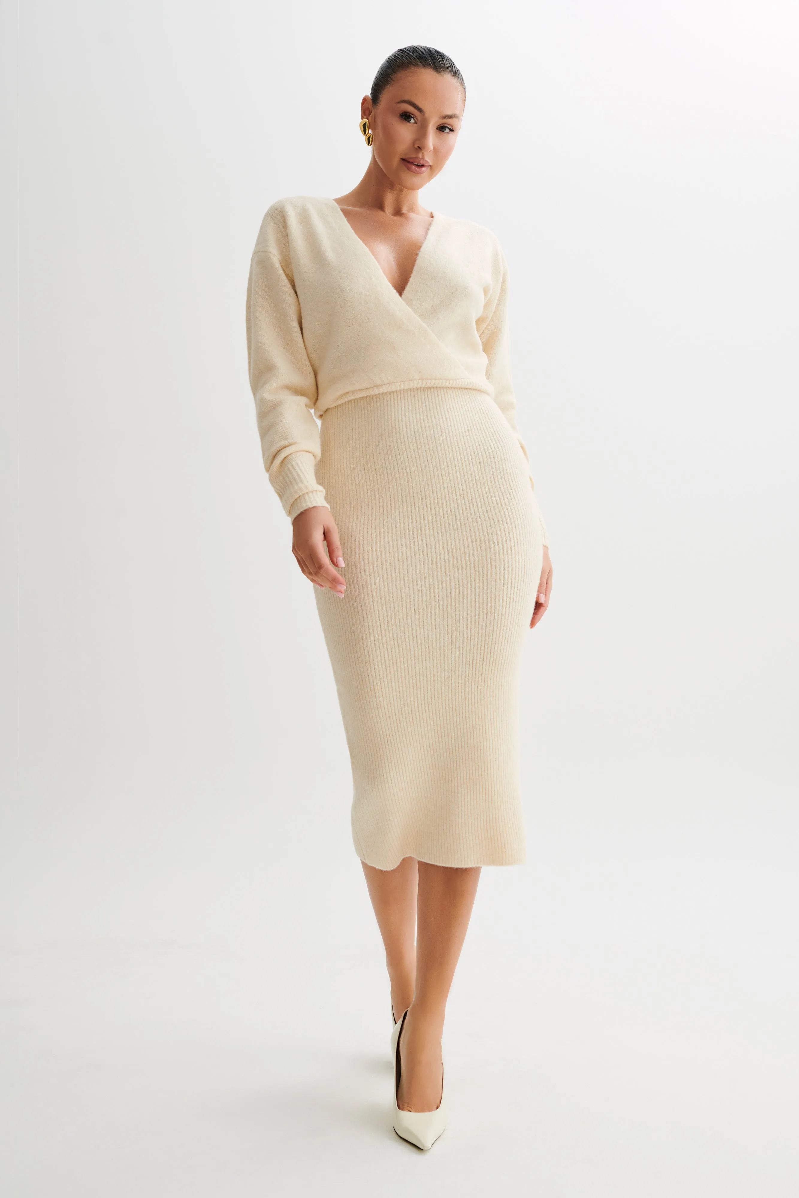 Shannon Knit Maxi Dress - Cream Marle