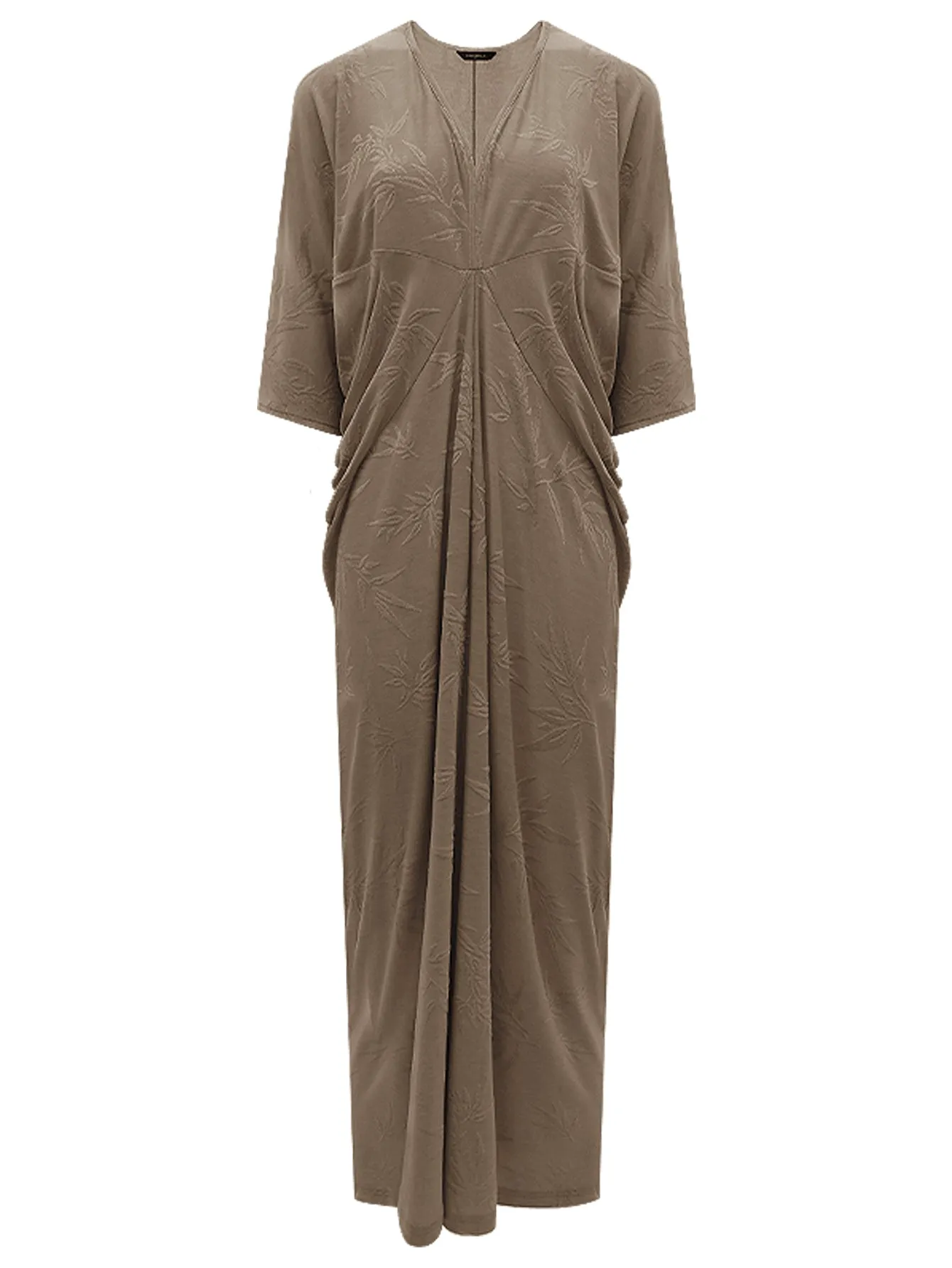 Shawl Neck Bamboo Jacquard Knit Maxi Dress