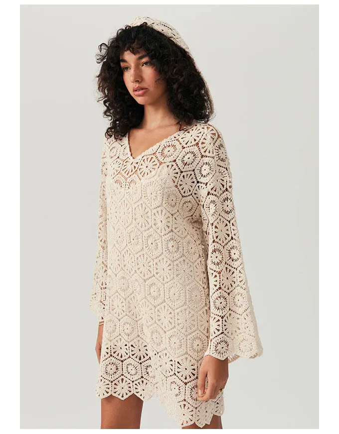 Talia Mini Kaftan Dress Ivory