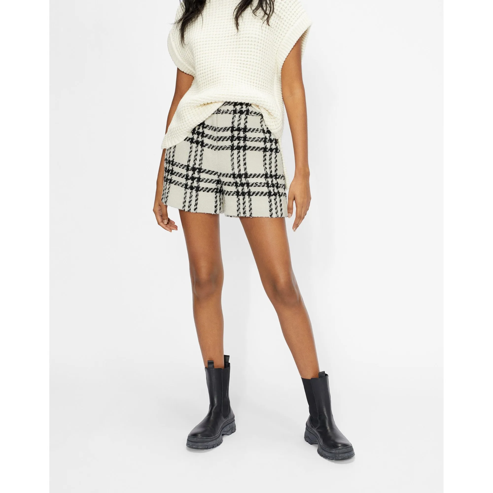 Women Wmt-Iisslas-Tailored Check Short - White