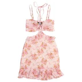 ZARA PINK BOUQUET CUT OUT DRESS